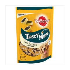 Pedigree Tasty Minis Adult Dog Treats Cheese & Beef Nibbles 140g (Pack of 8) - Hungry Tails
