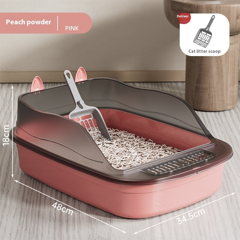 Open Cat Litter Box Large Capacity Plastic Anti-Splash Cats Toilet Pet Sandbox Kitten Tray Bedpan Cleaning Bath Basin Supplies