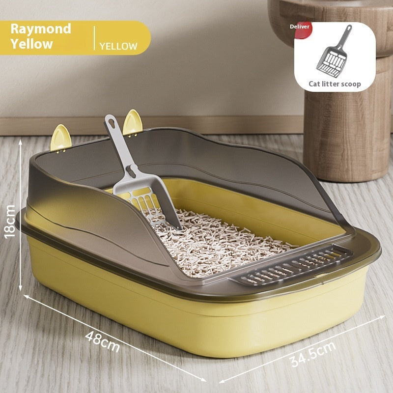 Open Litter Box Cat Litter Container Pet Supplies Easy Carry Raymond Yelow