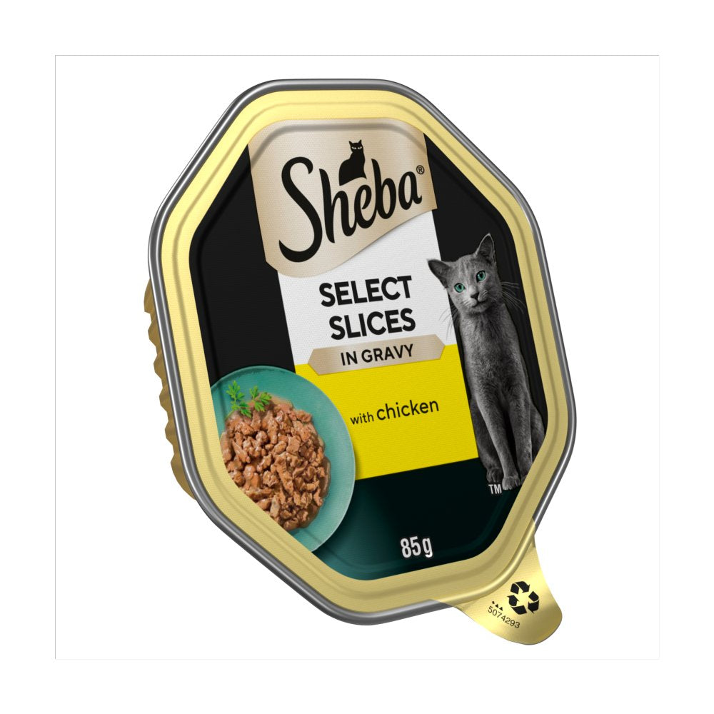 Sheba Slices Adult Cat Food Tray with Chicken in Gravy 85g (Pack of 22) - Hungry Tails