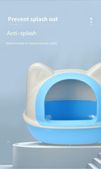 Troublemaker Semi-closed Cat Toilet Cat Head Toilet Litter Box - Hungry Tails