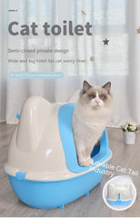 Troublemaker Semi-closed Cat Toilet Cat Head Toilet Litter Box - Hungry Tails
