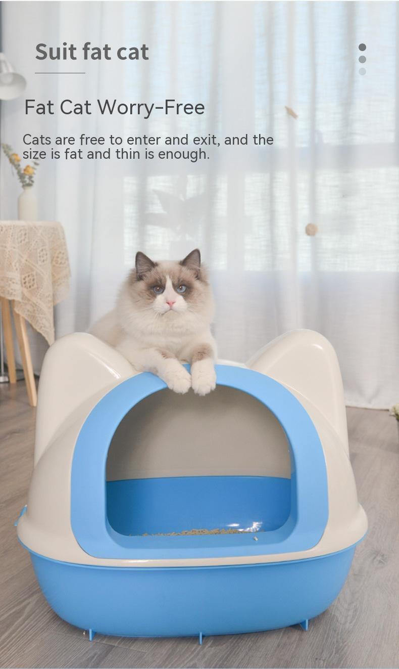Troublemaker Semi-closed Cat Toilet Cat Head Toilet Litter Box - Hungry Tails