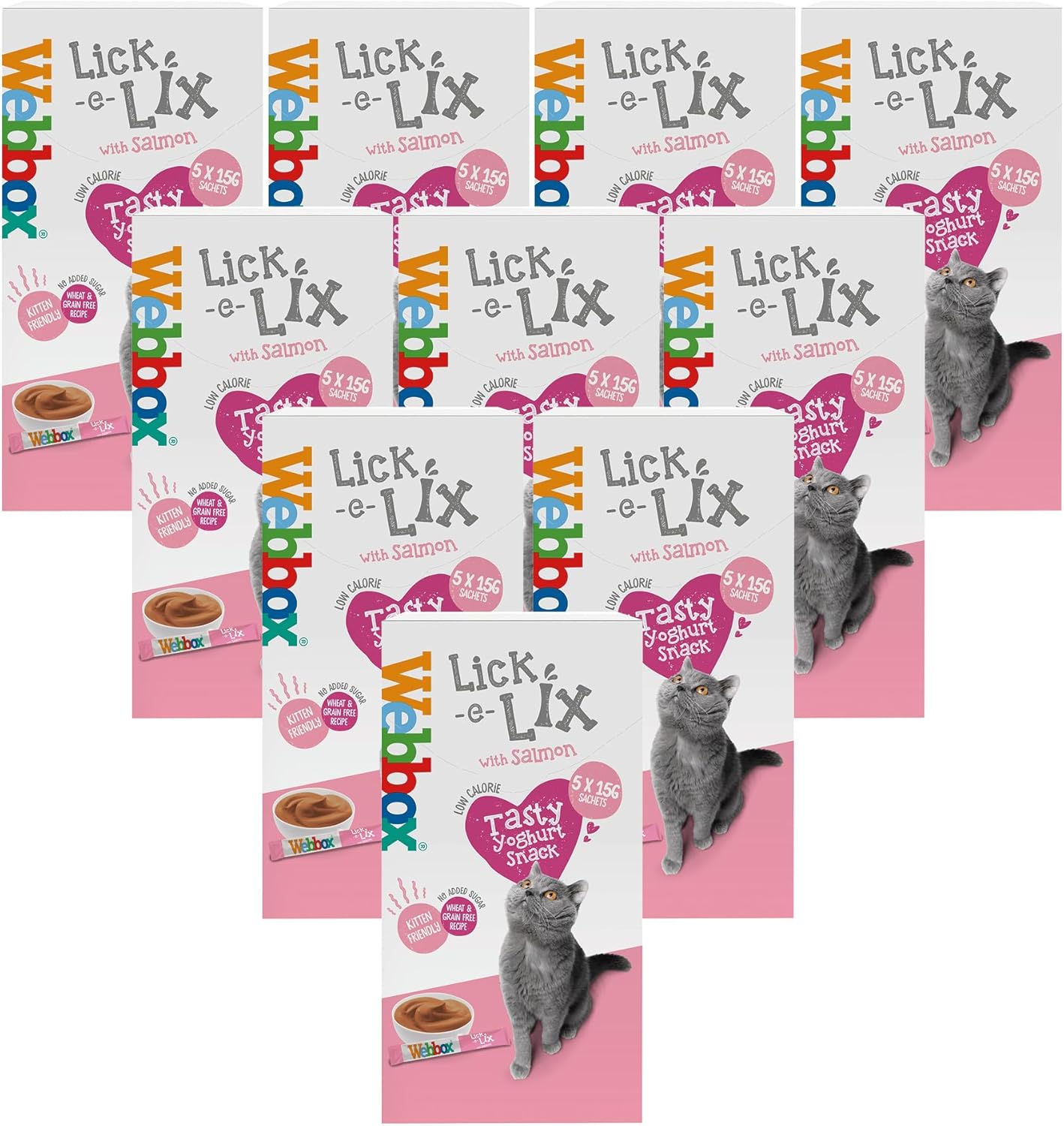 Webbox Lick e Lix with Salmon, Tasty Yoghurty Treat 5 x 15g (Pack of 1) - Hungry Tails