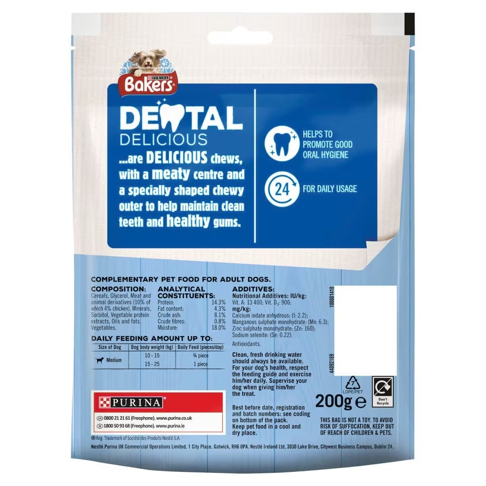 BAKERS Dental Delicious Medium Chicken Dog Chews 200g (Pack of 6) - Hungry Tails