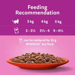 Whiskas 1+ Meaty Meals, Adult Cat Food Pouches in Gravy 12 x 85g (Pack of 4) - Hungry Tails