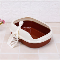 Open Top Pet Litter Tray Portable for All Kinds of Cat Litter Cat Litter Box Coffe