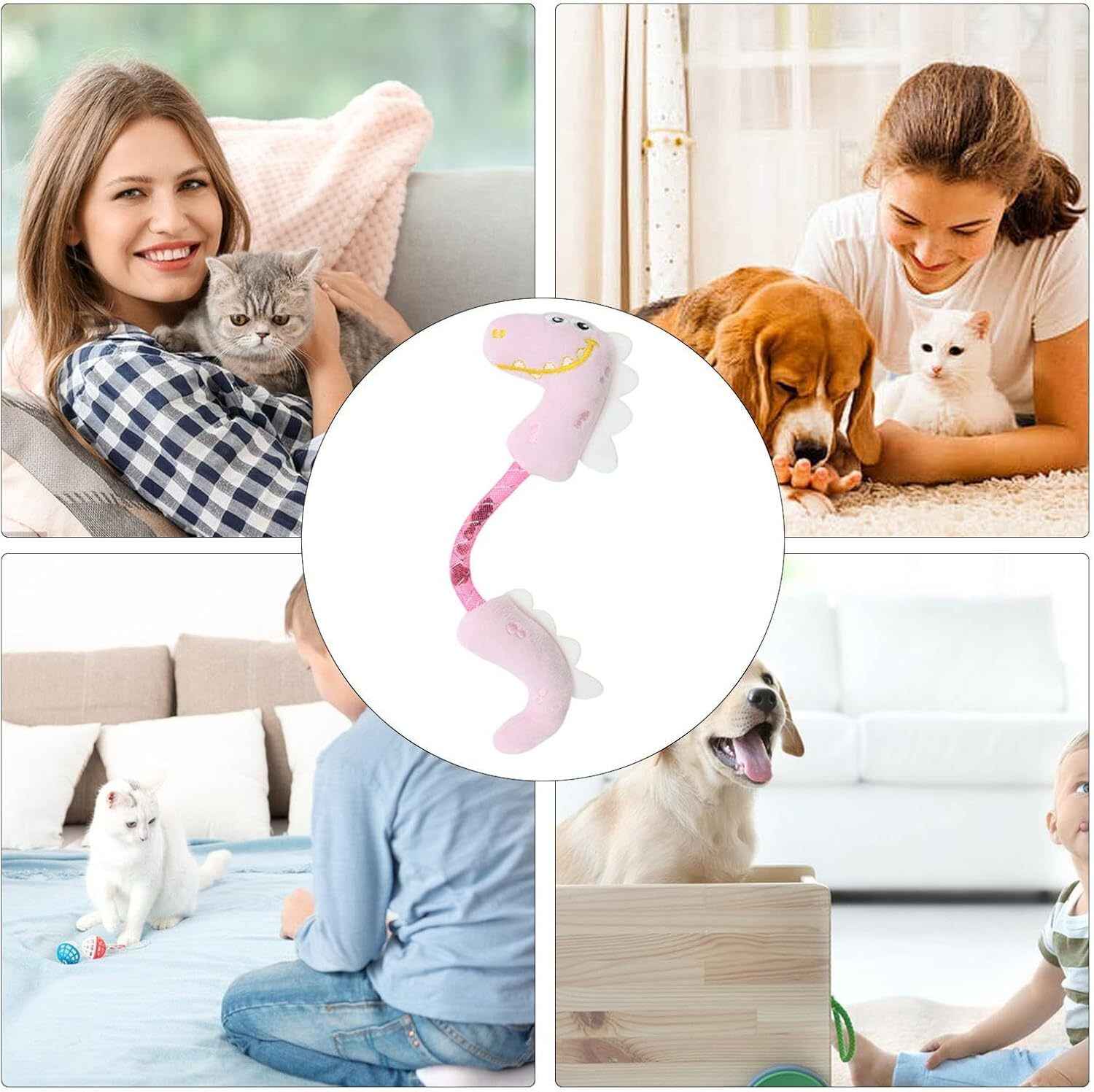 girls and boys playing cat stick to plush for cats and dogs