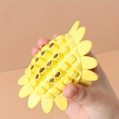 Pet Sunflower Leaky Ball Toys Dogs Chewable And Teething Rubber Toys(Yellow)