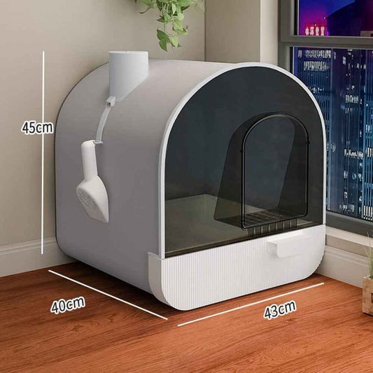 Fully Enclosed Cat Litter Box, Drawer Type Cat Litter Tray Including Cat Litter Scoop