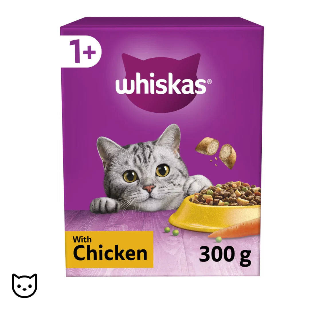 Whiskas 1+ Chicken Adult Dry Cat Food 300g (Pack of 6) - Hungry Tails