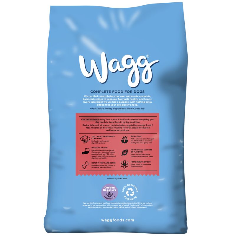 Wagg Meaty Goodness Adult Complete Beef Dinner Dry Dog Food 2kg (Pack of 1) - Hungry Tails