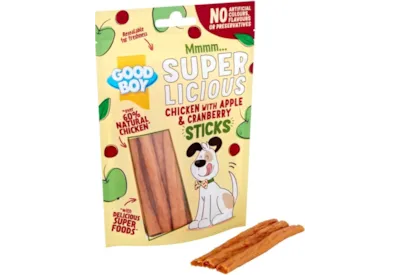 Good Boy Super Licious Chicken with Apple & Cranberry Sticks 100g (Pack of 12)