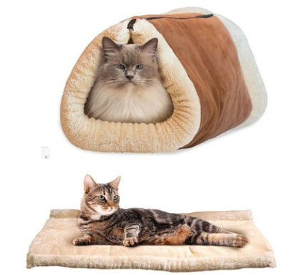 Snooze Tunnel and Mat for Pets Cats Dogs and Kittens for Travel or Home