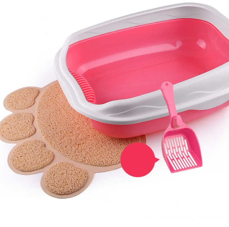 Open Top Pet Litter Tray Portable for All Kinds of Cat Litter Cat Litter Box Coffe