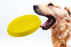 Dog Flying Discs,Durable Frisbee,EVA Foam Bite Resistant Pet Toy,Floats on Water–Great for Beach and Pool,Yellow Dog Interactive Toys