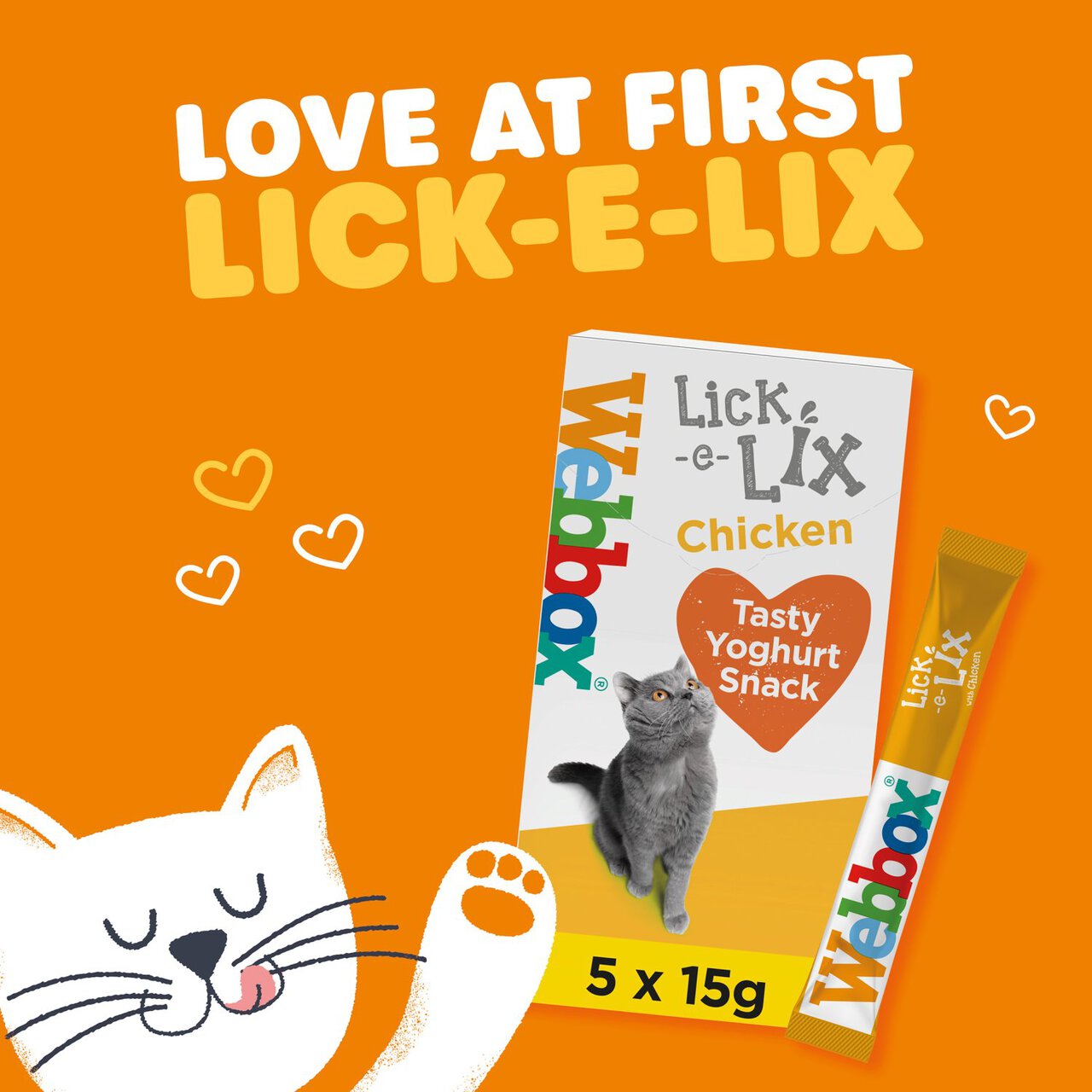 Webbox Lick-e-Lix with Chicken Tasty Yoghurty Treat 5 x 15g (Pack of 1) - Hungry Tails