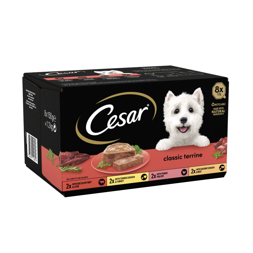 Cesar Classics Terrine Dog Food Trays Mixed in Loaf 8 x 150g (Pack of 1)