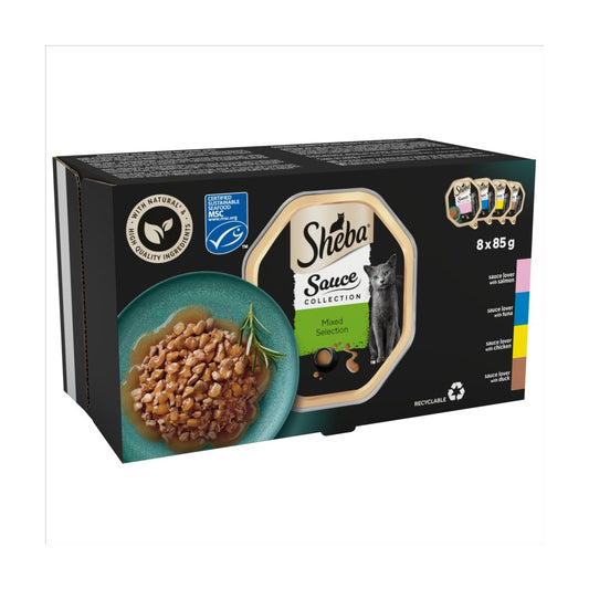 Sheba Sauce Adult Wet Cat Food Tray Mixed Selection 8 x 85g (Pack of 1)
