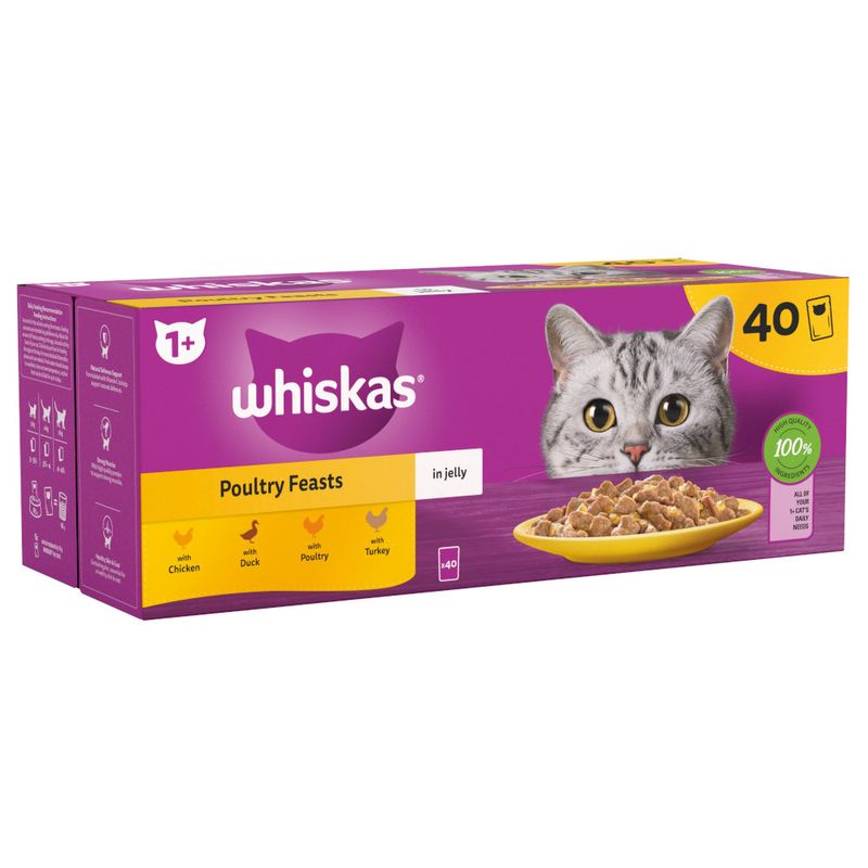 Whiskas Kitten Poultry Feasts Food Pouches in Jelly 12 x 85g (Pack of 4)