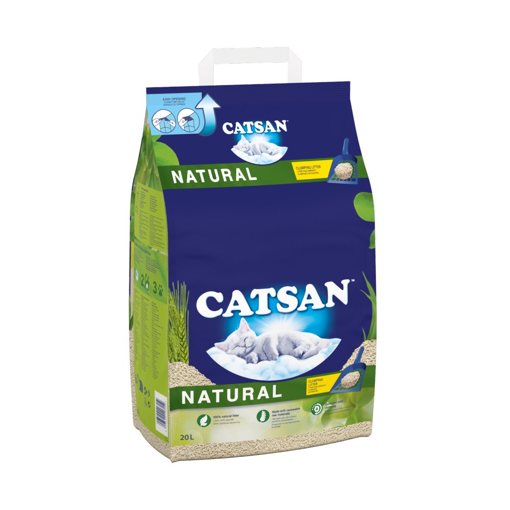 Catsan Natural 100% Biodegradable Clumping Odour Control Cat Litter 20L (Pack of 1)