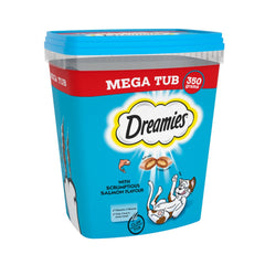 Dreamies Cat Treat Biscuits with Salmon Flavour Bulk Mega Tub 350g (Pack of 2)