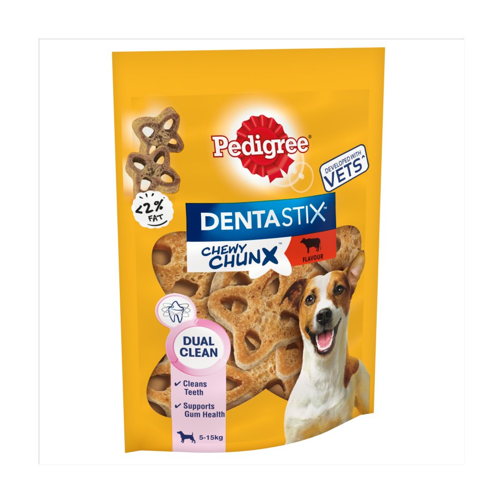 Pedigree Dentastix Chewy Chunx Mini Adult Small Dog Treat Beef 68g (Pack of 5)