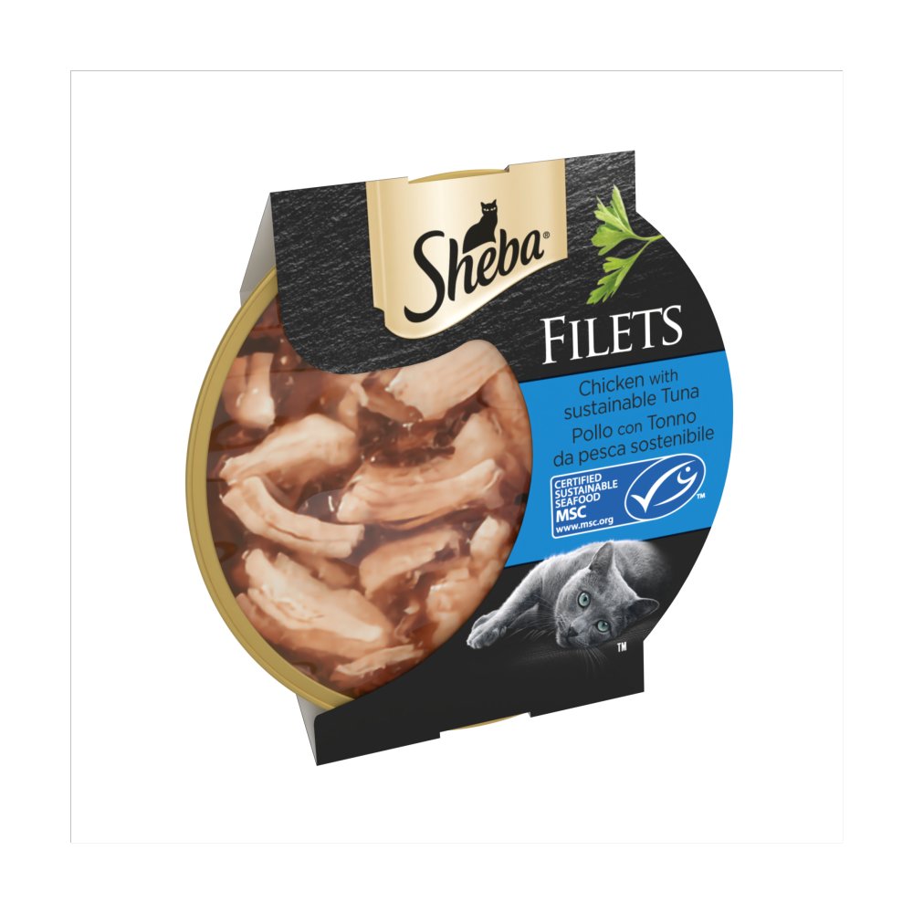 Sheba Fillets Adult Cat Food Tray with Chicken and Tuna in Gravy 60g(Pack of 32)