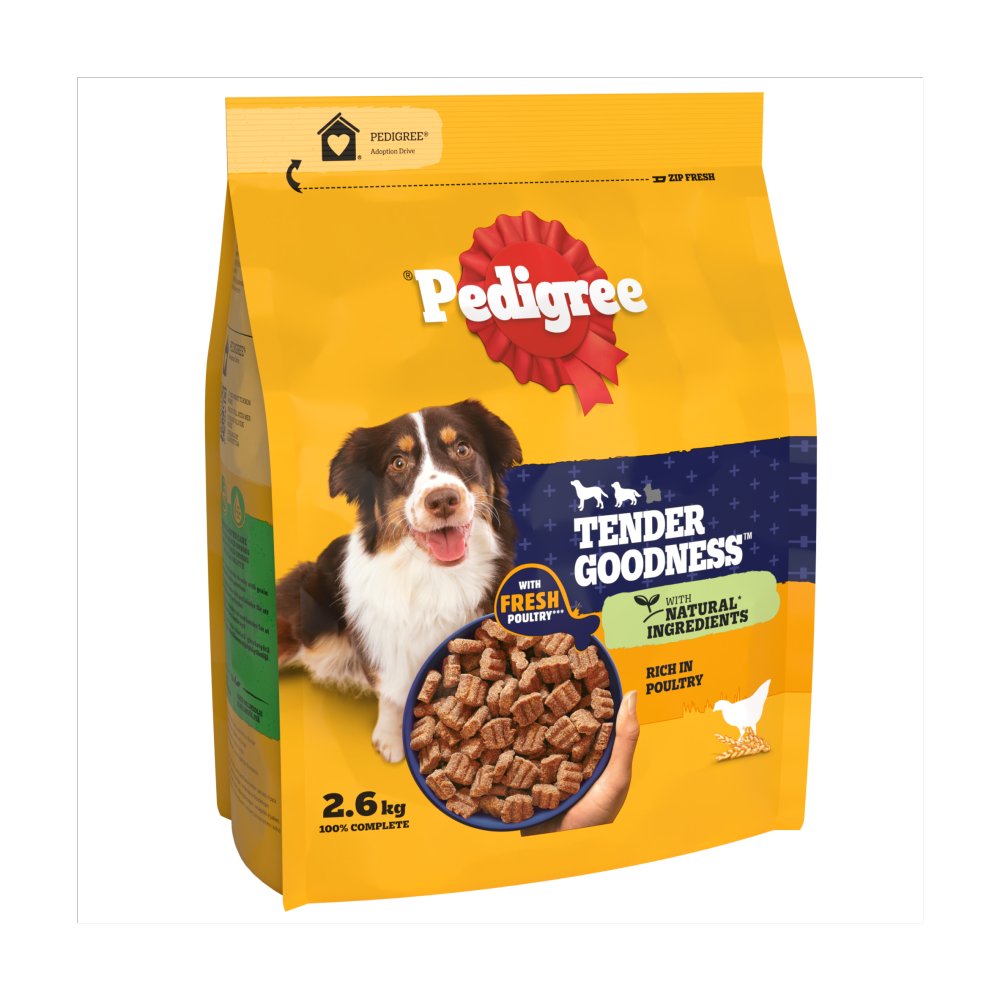 Pedigree Tender Goodness Dry Adult Dog Poultry 2.6kg (Pack of 3)