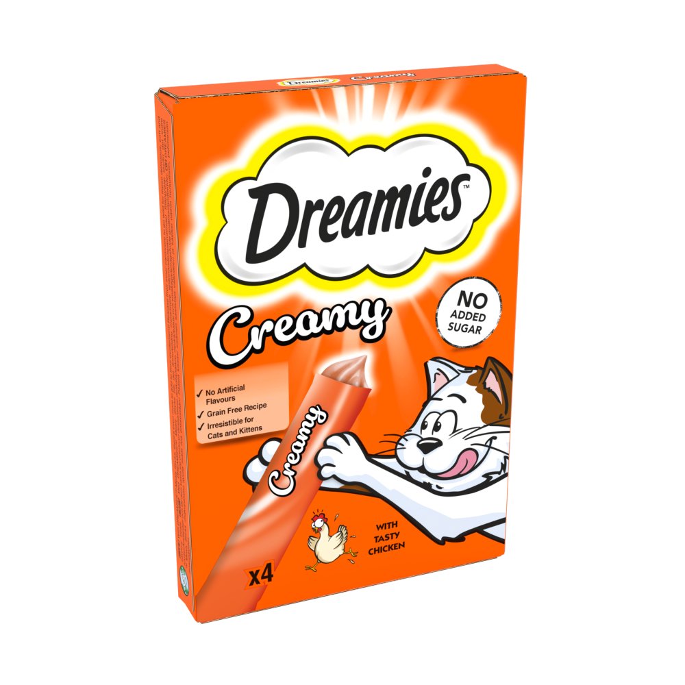 Dreamies Creamy Snack Cat & Kitten Treat with Chicken 4 x 10g (Pack of 11)