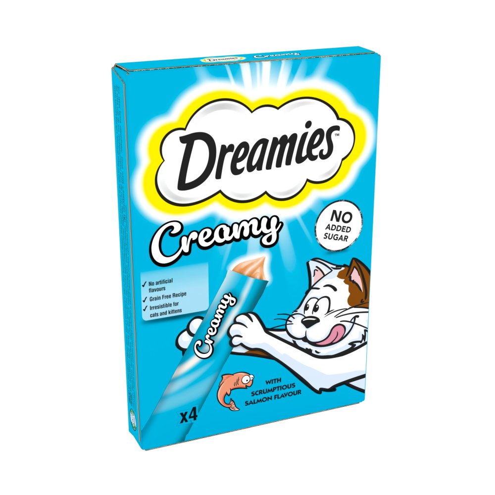 Dreamies Creamy Snack Cat & Kitten Treat with Salmon 4 x 10g (Pack of 11)