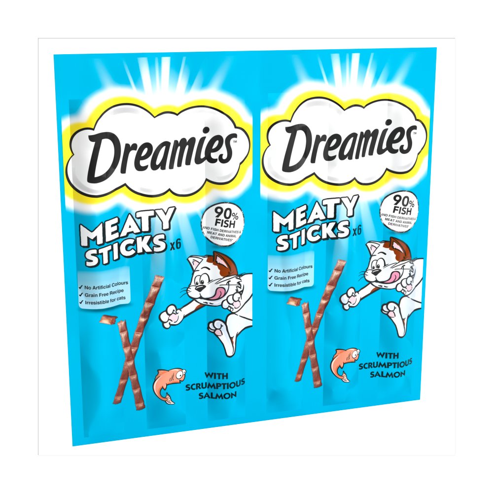 DREAMIES™ Meaty Sticks Adult Cat Treats with Scrumptious Salmon 30g (Pack of 14)