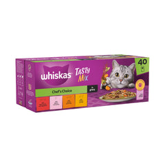 Whiskas 1+ Tasty Mix Adult Cat Food Pouches in Gravy 40 x 85g (Pack of 1)