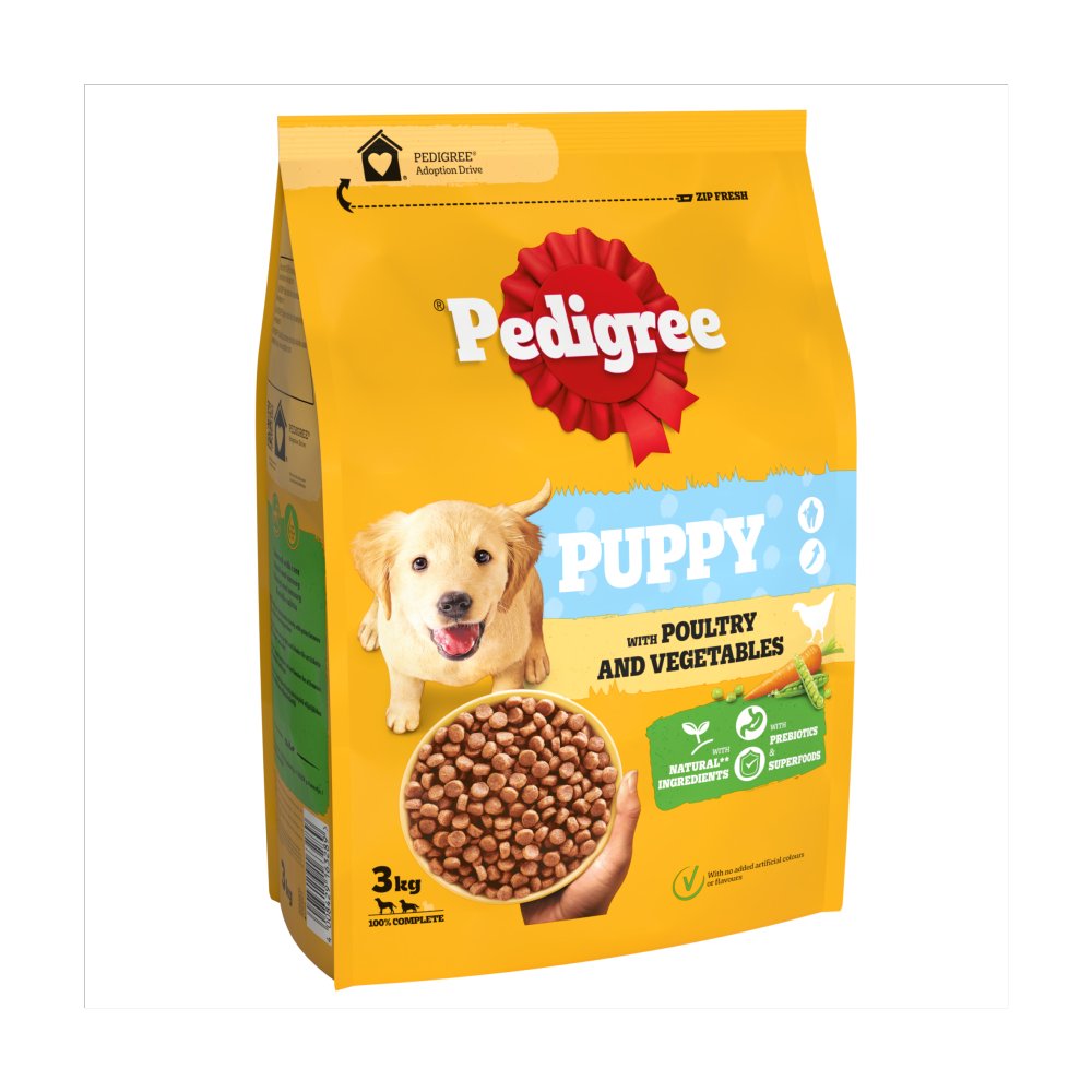 PEDIGREE COMPLETE Puppy Dry Dog Food Poultry and Vegetables 3kg (Pack of 1)