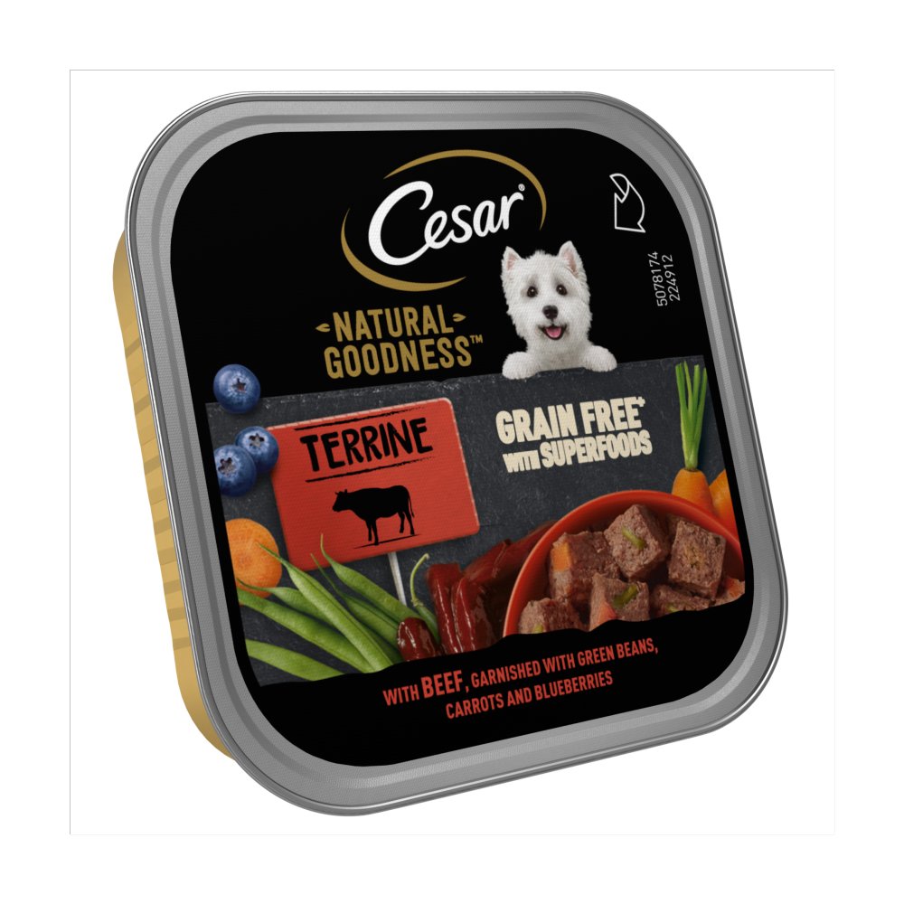 Cesar Natural Goodness Grain Free Adult Dog Food Beef Terrine Tray 100g (Pack of 16)