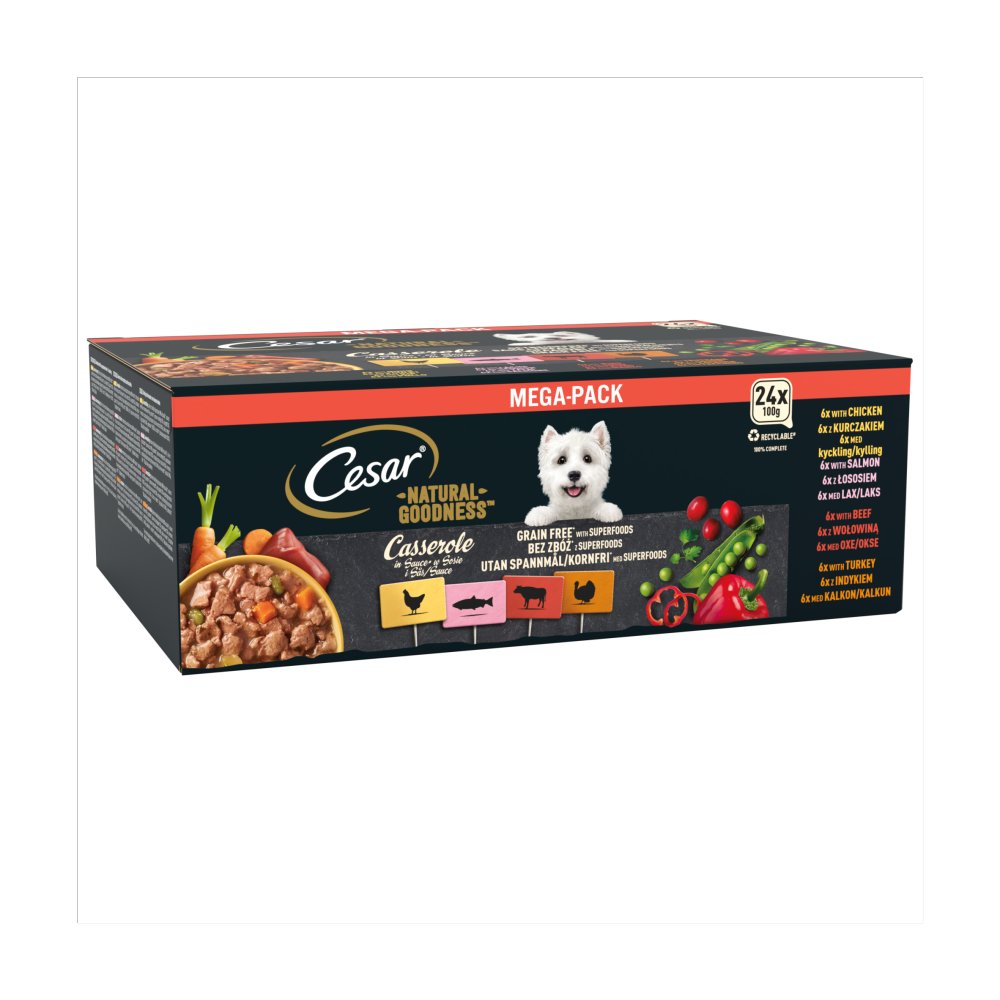 Cesar Natural Goodness Grain Free Adult Dog Food Mix Casserole Tray 24 x 100g (Pack of 1)