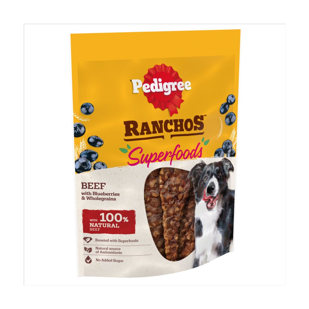 Pedigree Ranchos Superfoods Beef Dog Treat with Blueberries & Wholegrains 7 x 70g (Pack of 7)