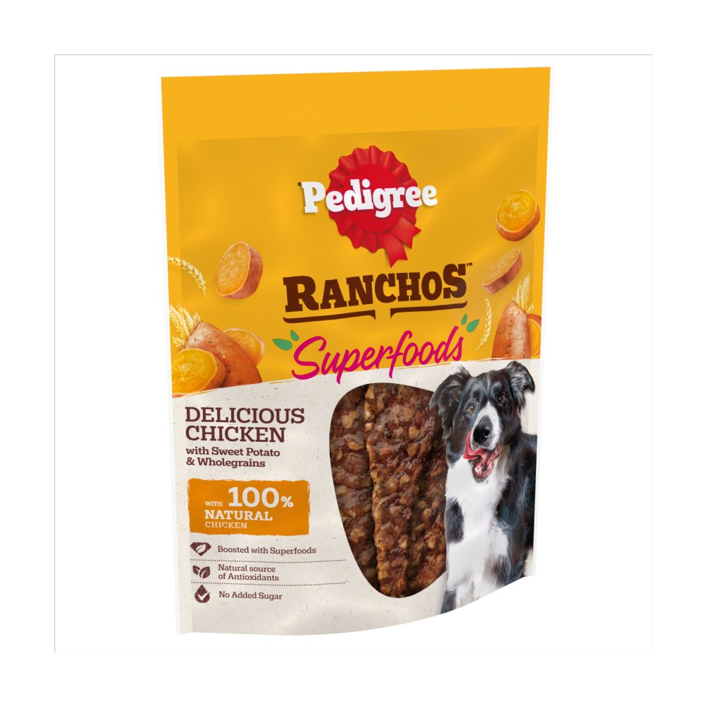 Pedigree Ranchos Superfoods Chicken Dog Treat with Sweet Potato & Wholegrains 7 x 70g (Pack of 7)