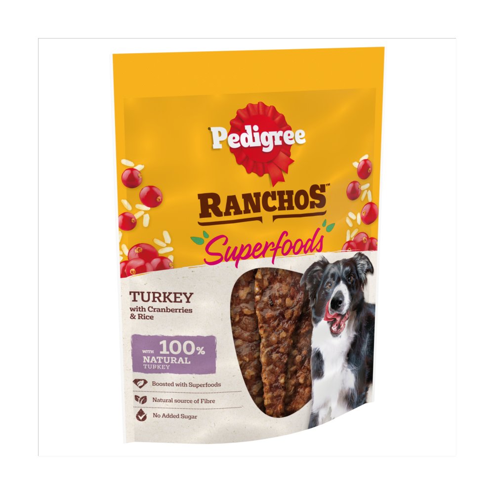 Pedigree Ranchos Superfoods Turkey Dog Treat with Cranberries & Rice 7 x 70g (Pack of 7)