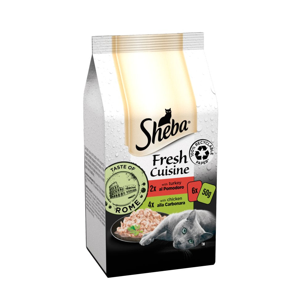 Sheba Fresh Cuisine Taste of Rome Cat Food Pouches Mixed in Gravy 6 x 50g (Pack of 1)