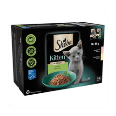 Sheba Mixed Selection Kitten Food Pouch in Gravy 12 x 85g(Pack of 4)