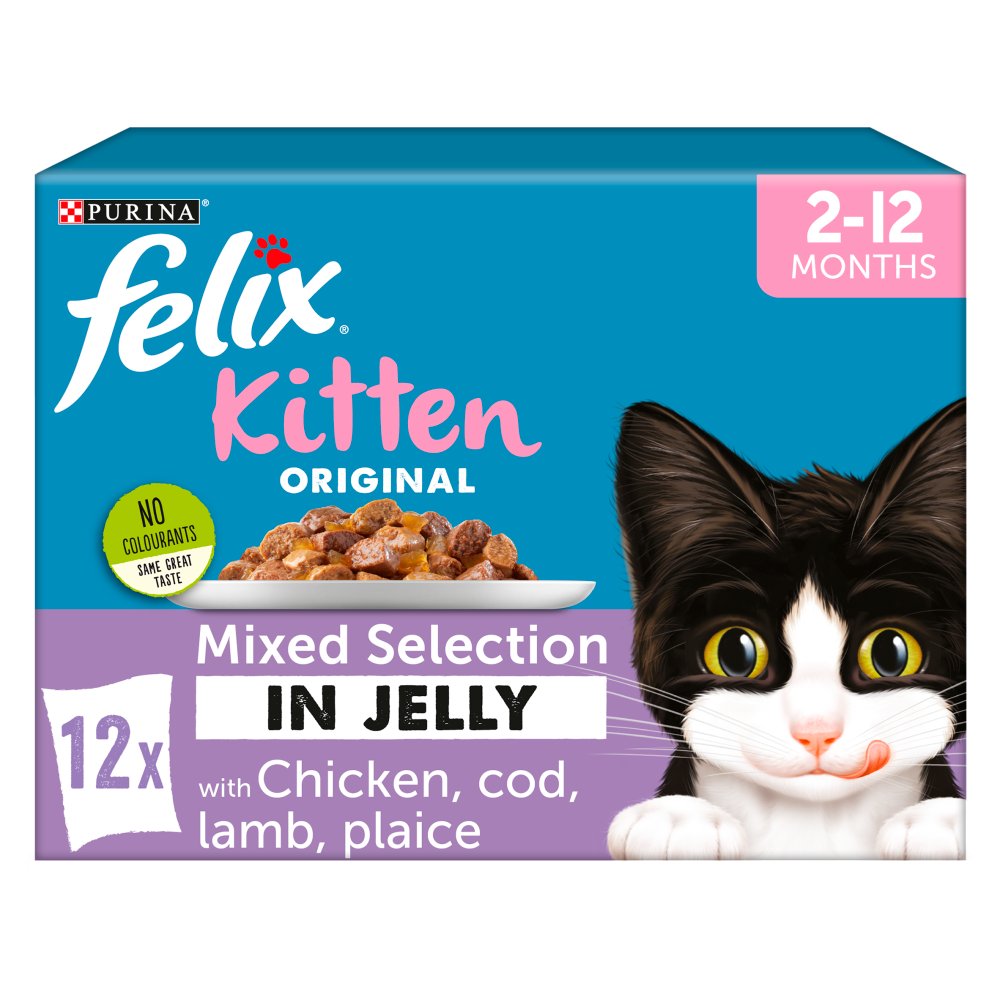 FELIX Original Kitten Mixed Selection in Jelly Cat Food 12x100g (Pack of 1)