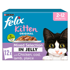 FELIX Original Kitten Mixed Selection in Jelly Cat Food 12x100g (Pack of 4)