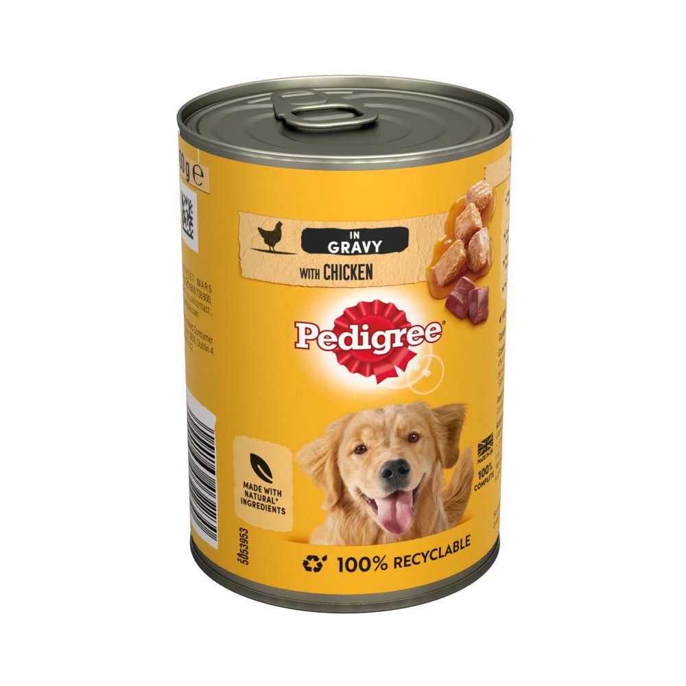 Pedigree Adult Dog Food Tin Chicken in Gravy 400g (Pack of 12)