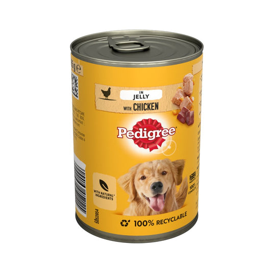 Pedigree Adult Dog Food Tin Chicken in Jelly 385g (Pack of 12)