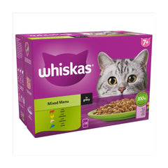 Whiskas 7+ Mixed Menu Senior Cat Food Pouches in Gravy 12 x 85g (Pack of 4)