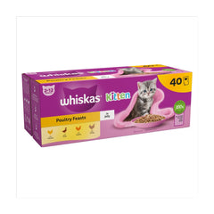 Whiskas Kitten Poultry Feasts Food Pouches in Jelly 40 x 85g (Pack of 1)