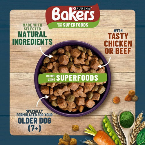 BAKERS Senior Chicken with Vegetables Dry Dog Food 1.1kg (Pack of 5)