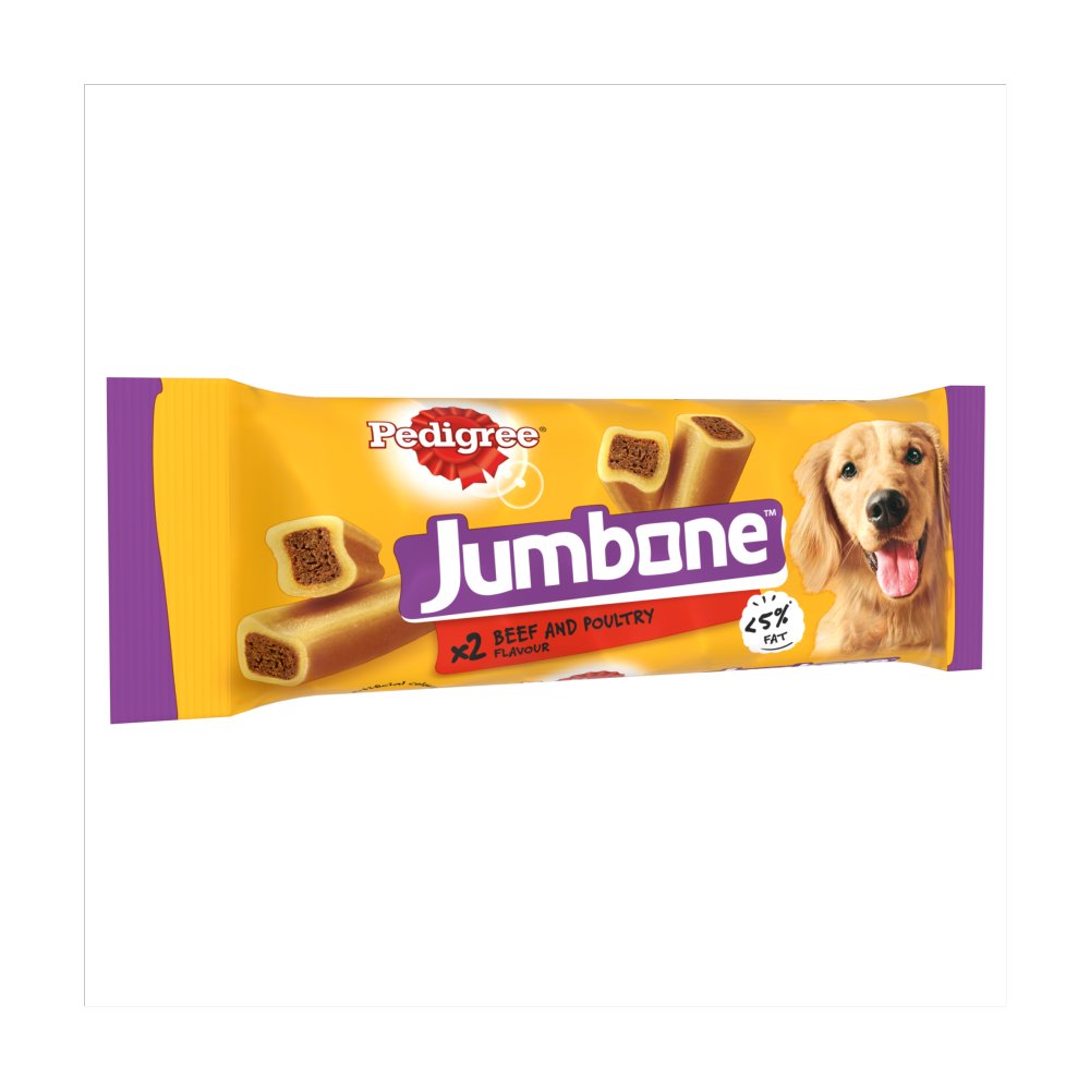 Pedigree Jumbone Adult Dog Treat Beef & Poultry 2 Chews 180g (Pack of 12)