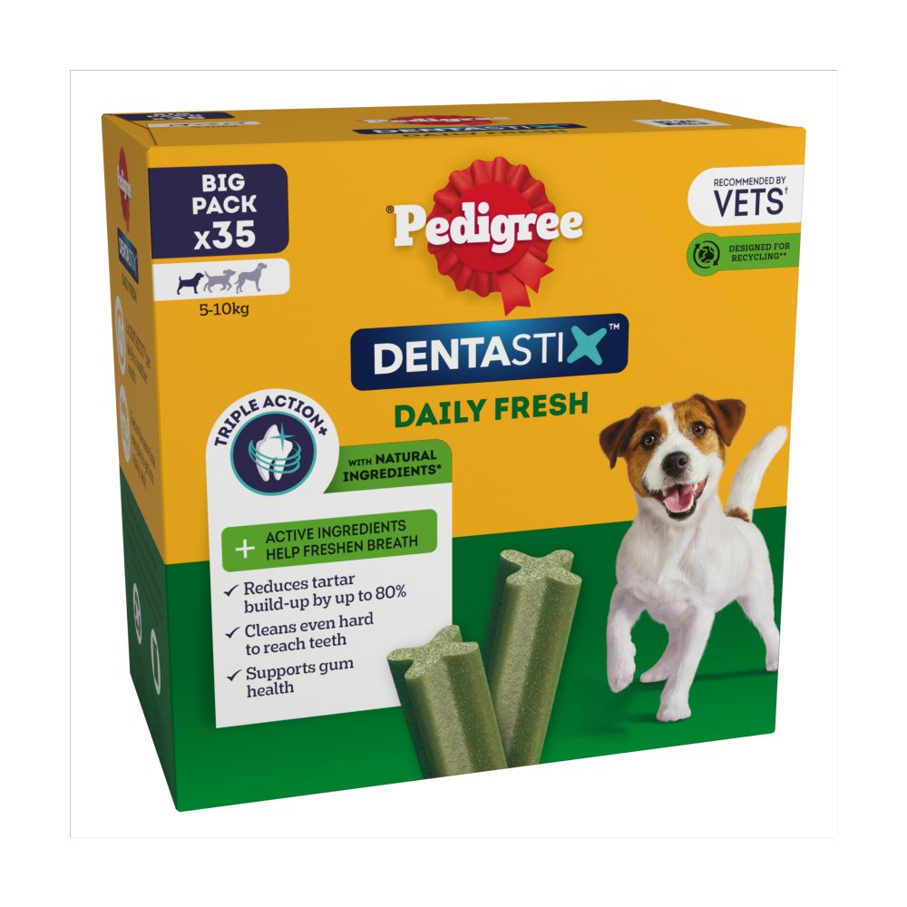 Pedigree Dentastix Fresh Daily Dental Chews Small Dog Treat 35 Sticks 550g (Pack of 1)